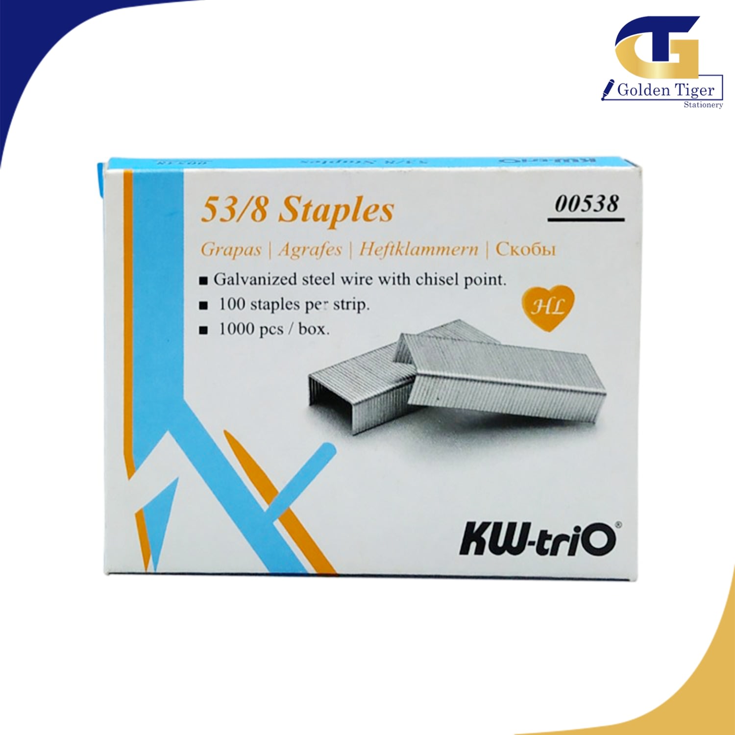 KWtrio Stapler Pin 53/8 (Gun Pin /1000pcs) Golden Tiger Stationery Store