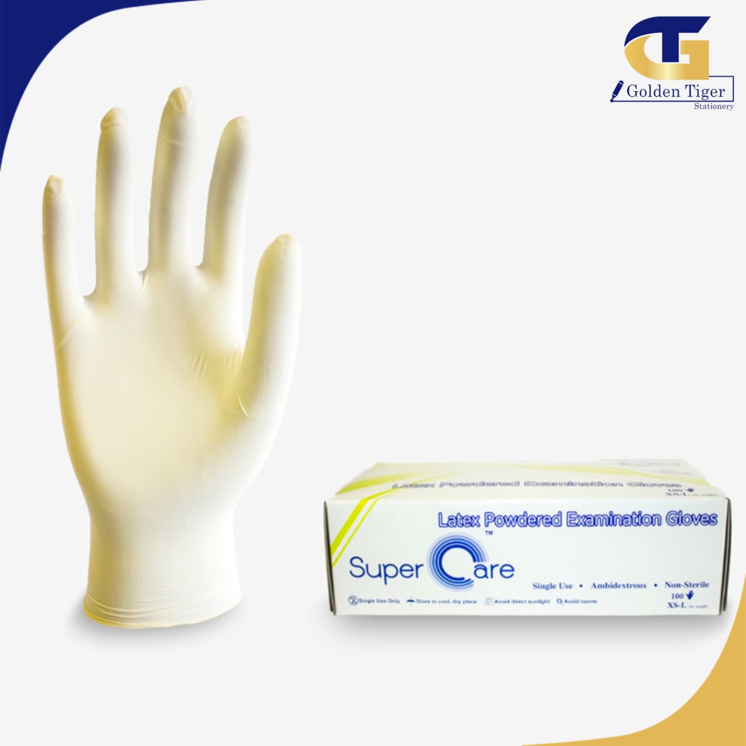 Super Care Latex Glove Medium ( 100pcs ) Golden Tiger Stationery Store