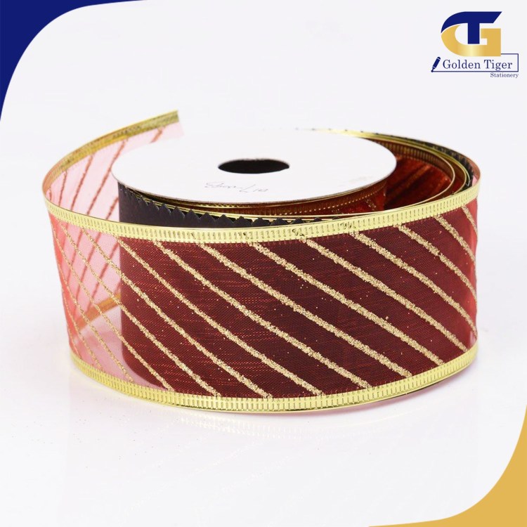 Gold Striped Christmas Ribbon