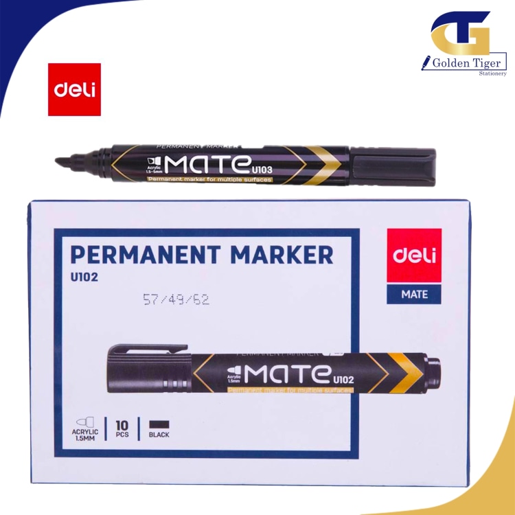 Deli Permanent Marker  Black (10pcs/Pkt)