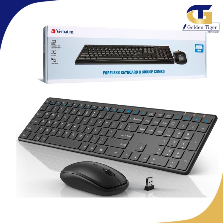 VERBATIM Wireless Keyboard & Mouse COMBO set Golden Tiger Stationery
