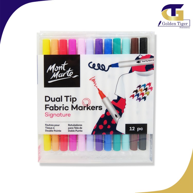 Mont Marte Dual Tip Fabric Markers 12colours