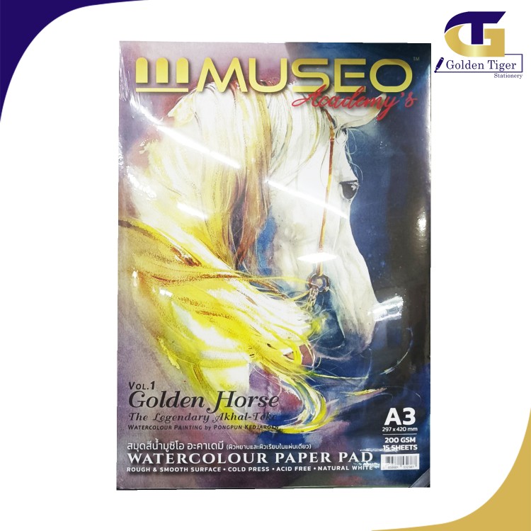 MUSEO Watercolor Paper Pad (Acadamy 200gsm) A3 15sheets