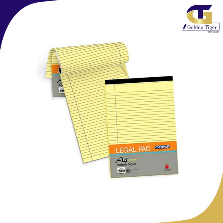 Campap Legal Pad A4 canary 50sheets 56g CA3462